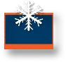 A white snowflake icon is centered above a dark blue rectangle, featuring an orange border at the bottom in the style of a Premier Pro program interface.