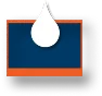 A white droplet icon appears above a blue rectangle with an orange border and base, evoking the sleek interface of the Premier Pro Program.
