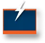 A blue rectangle with an orange border and a white lightning bolt striking diagonally from the top center, evoking the dynamic energy of the Premier Pro Program.