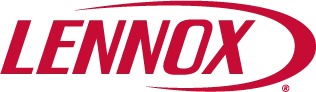 Lennox logo in red, featuring bold capital letters and a curved line swooping around the text—trusted for heating, cooling, plumbing and electrical services Boston relies on.